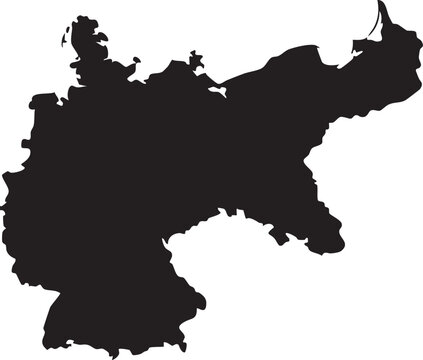 Historical black silhouette map of Germany depicting its borders prior to World War II ideal for educational and historical content