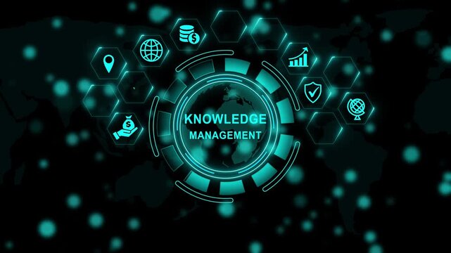 Knowledge Management, Internet and network concept. Coaching mentoring education business training development. animation