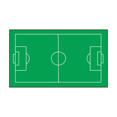 Top view of a green soccer football field pitch background. Vector graphic illustration. © Helena