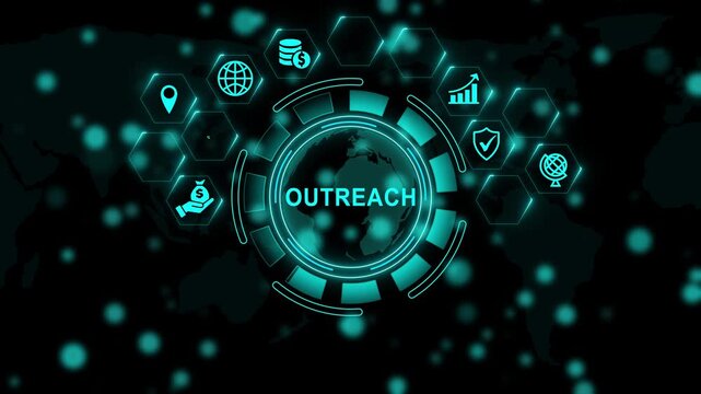 Outreach Natural language processing AI Artificial intelligence. Motion graphics of concept. 4k video animation