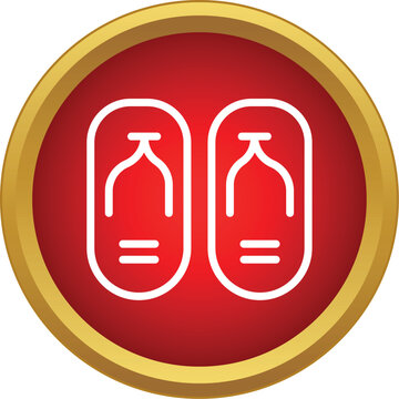 Traditional japanese geta sandals icon in red circle