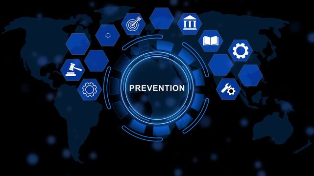 Prevention displaying iterative enhancement rings, process evolution mapping, and precision operational refinement architecture for enterprise excellence. animation