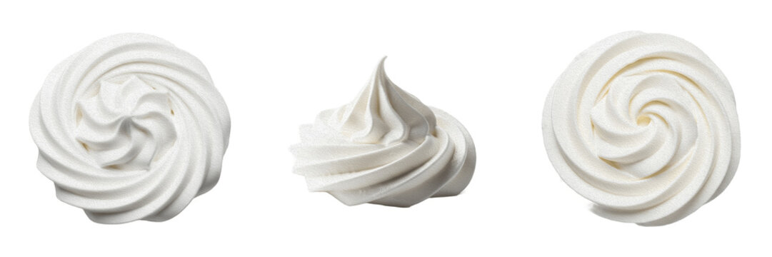 Set of Whipped Cream Dollops Sweet Dessert Swirls PNG Collection
