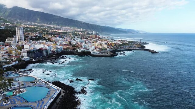 ocean and coast line in Puerto de la Cruz de Tenerife, Spain