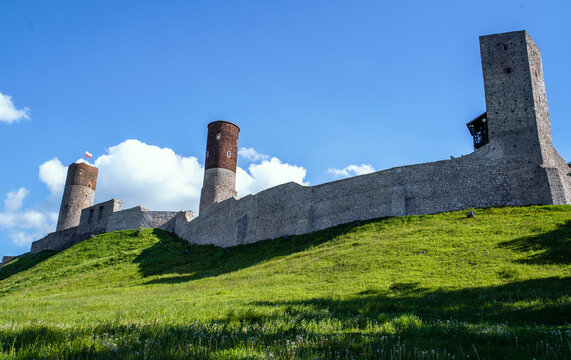 Medieval Stone Defensive Walls and Towers of Chęciny Royal Castle