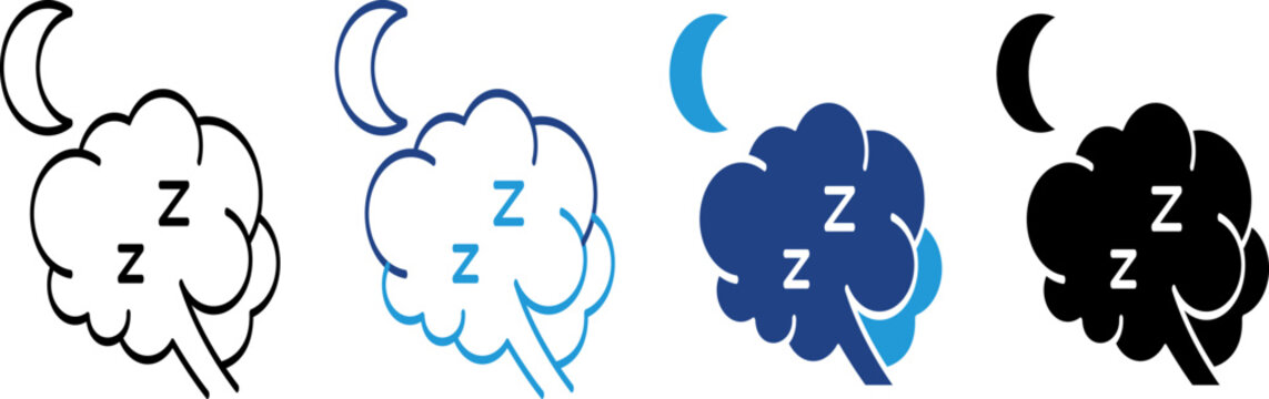 Icon of sleep or rest condition education on the importance of resting the mind for nerve health in the REM sleep phase in humans