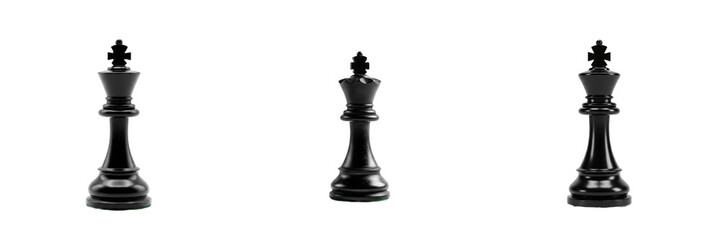 Set of Black Chess King Pieces Isolated on White Background, Strategy and Leadership Concept, Professional Game Pieces for Business, Competition and Success-Themed Design PNG Assets © charline
