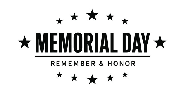 Memorial day tribute with stars and patriotic text
