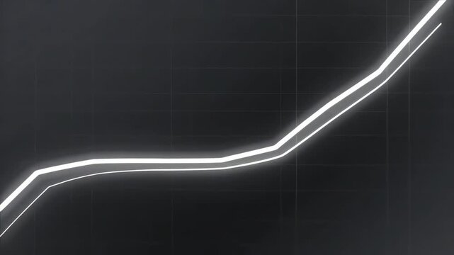 Glowing rising chart lines shown in minimal style on dark grid background, symbolizing growth and progress