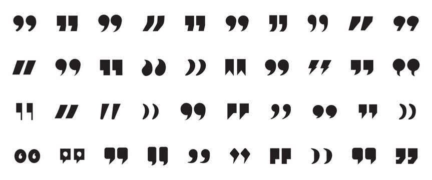 Quote mark icon set vector illustration of quotation symbols for text, speech and typography design