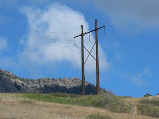 Obraz premium Power Lines and Prairie Landscape Along South Boulder Creek West Trail Colorado