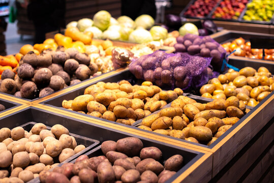 Vegetable Display with Potatoes, Beets and Cabbage