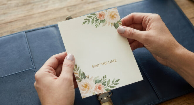 Save date card showcases elegant floral aesthetics perfect for event planning. This beautiful design captures essence