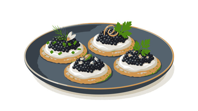 Caviar on toasted bread slices.