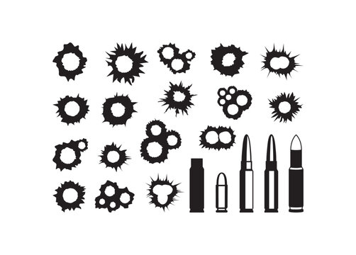 Bullet Hole, Bullet, Hole, Bullet Hole vector bundle, Bullet Hole clipart, Bullet Hole silhouette
