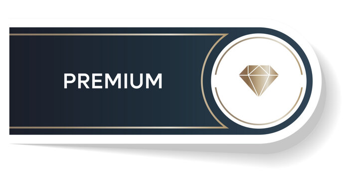 Modern premium banner with geometric cube icon and luxury branding concept. Corporate retail label and premium badge in vector format, isolated on transparent background.