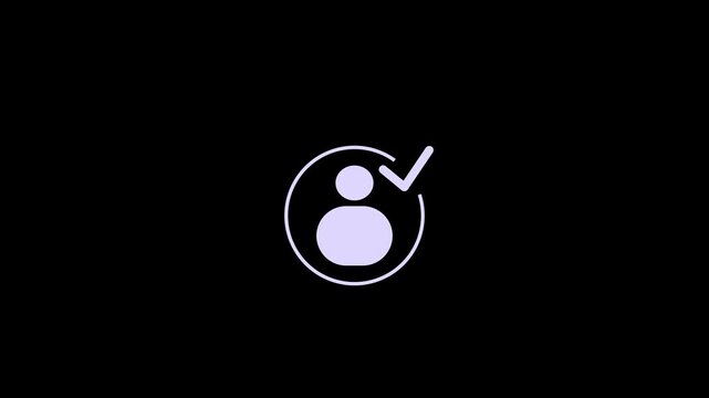 verified user profile with a check mark icon animated.4k