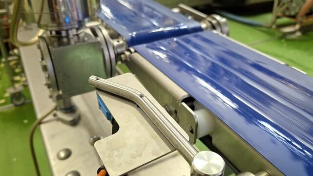 Automated Factory Conveyor Belt Moving Products With Laser Scanner