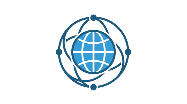 Blue Globe Earth Icon Symbol.