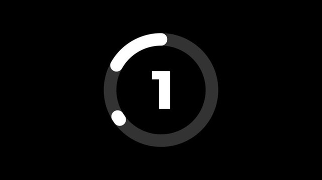 Minimalist 3 second circular dashed countdown with black background numbers 3, 2, and 1 for social media or corporate presentation design.