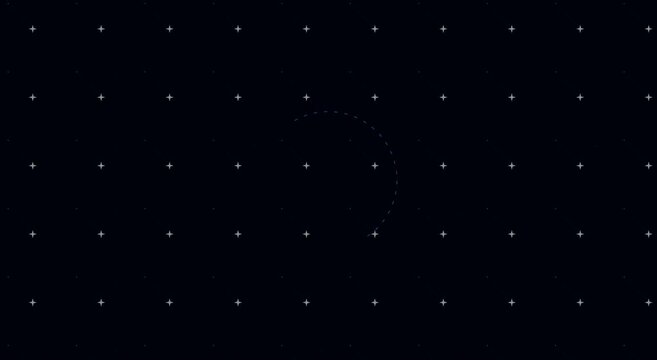Digital loading circle animation on dark grid animation background interface