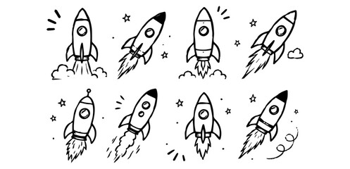 Rocket Doodles Set Vector doodle funny set on white background © Roman