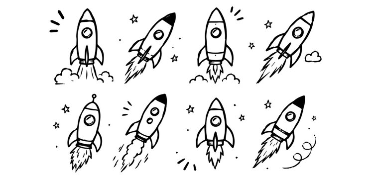 Rocket Doodles Set
Vector doodle funny set on white background
