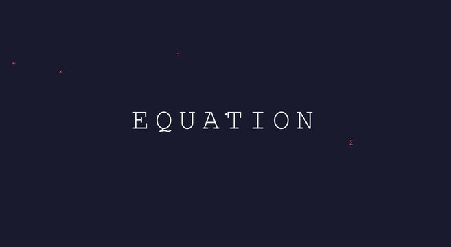 Equation mathematical formula concept animated text on dark animation background