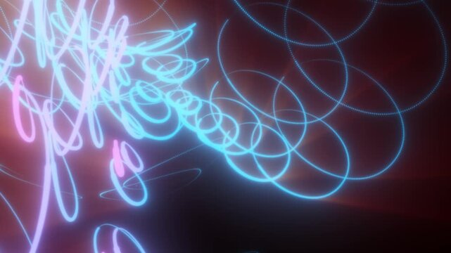 Abstract cyan and pink light trails