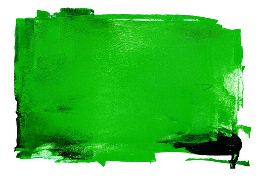 Green paint brush stroke texture isolated on white background
