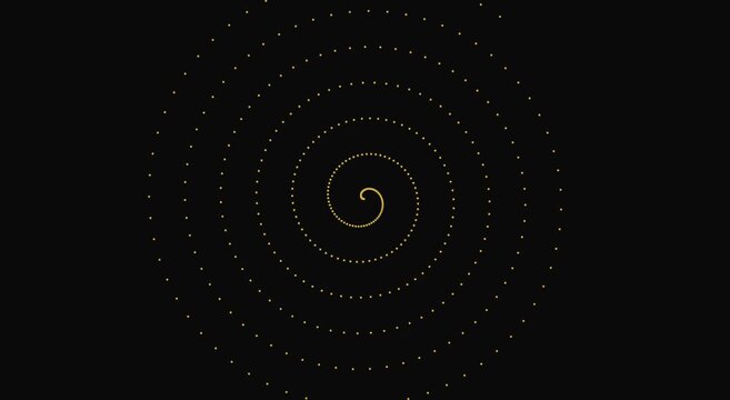 Golden spiral dotted motion animation background, abstract geometric animation loop
