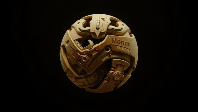 Futuristic Mechanical Sphere with 'Morian FREAM' Branding