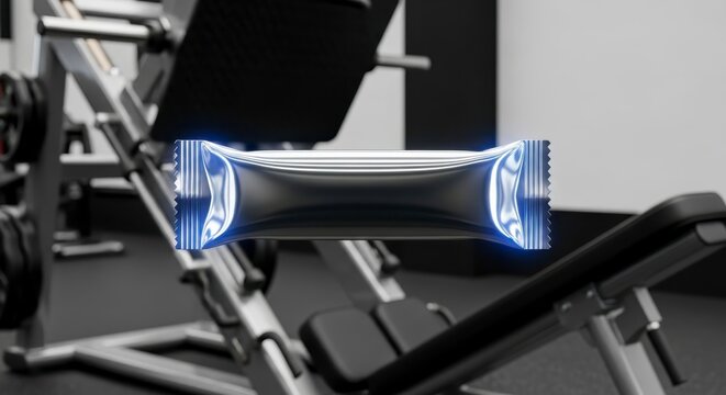 A Protein Bar Suspended in a Modern Gym Setting, Showcasing Fitness Lifestyle Essentials and Nutritional Choices for Active Individuals Looking to Boost Performance