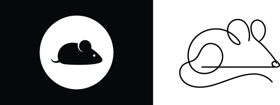 Minimalist Mouse Icon and Line Art Rodent Illustration Collection for Modern Animal Graphic Design and Branding Projects