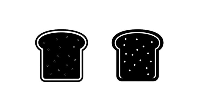 Minimal black silhouette icon, simple flat vector, bold black shape, no, no shading two slices of bread icons, simple flat design on a, flat icon style