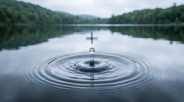Water drop ripple in cross shape for christian baptism faith and spiritual purity religious nature concept
