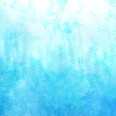 Fototapeta premium A watercolor-style abstract background transitions from white at the top to deep blue at the bottom, with lighter blue and teal tones in between. The texture suggests a gradient or wash effect.