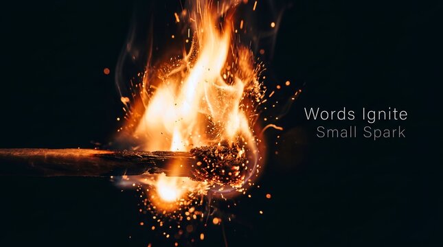 Matchstick ignition close up with intense fire flames and sparks for energy power combustion and startup concept art

