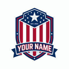 Fototapeta premium American shield logo with stars.
