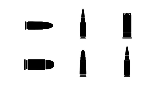 Set of various types of ammunition and bullets
