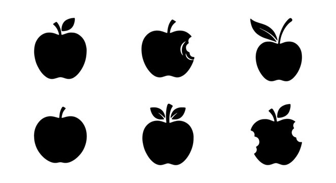 Set of apple icons, vector illustration of various apple shapes