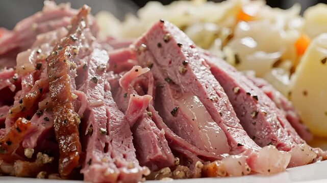 Delicious Sliced Corned Beef with a Side of Coleslaw.