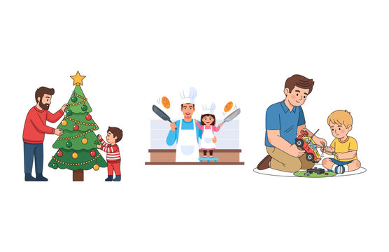 Father's day moments with family and kids celebrating together happily