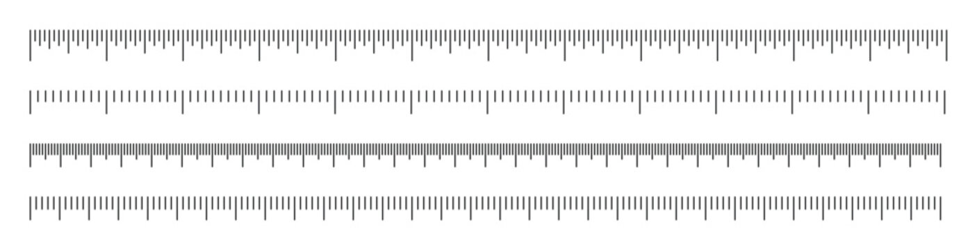 Clean ruler scale set with detailed metric and imperial markings isolated on neutral background for technical illustration, educational materials, engineering diagrams, drafting templates print design