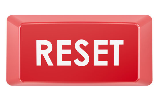 Red reset button, 3d rendering