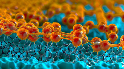 Naklejka premium A microscopic view of a graphene surface with individual carbon atoms visible. Through precisely controlled doping and functionalization such surfaces can be tuned to have