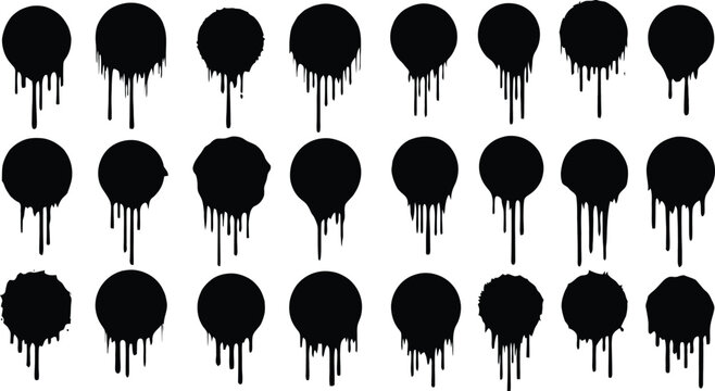Black dripping circles set