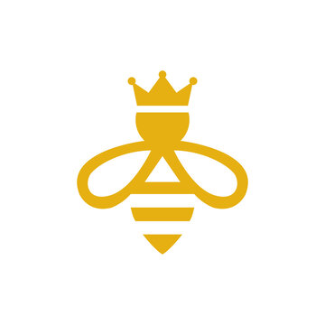 Queen bee king crown logo design template luxury majestic vector illustration