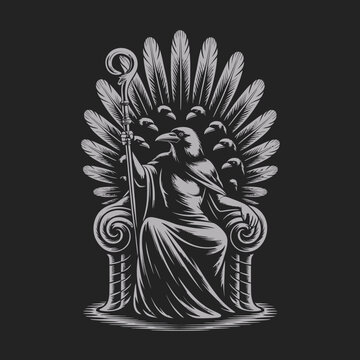 King Sitting on Throne Holding Sceptre.