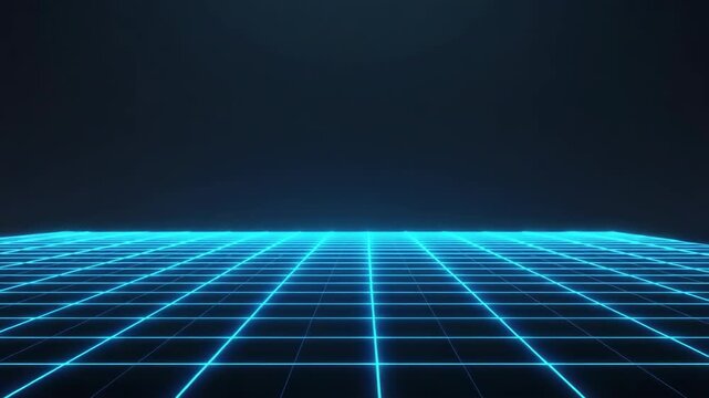 Neon grid landscape glowing blue horizon retro futuristic neon grid floor glowing blue horizon